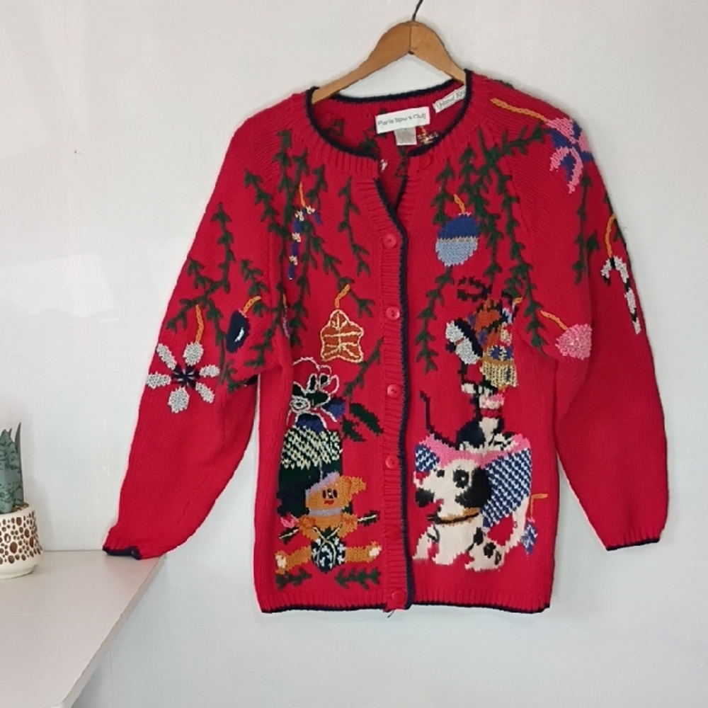 Paris Sports Club Storybook Knits Christmas Cardigan Sz S – Whimsical Vintage